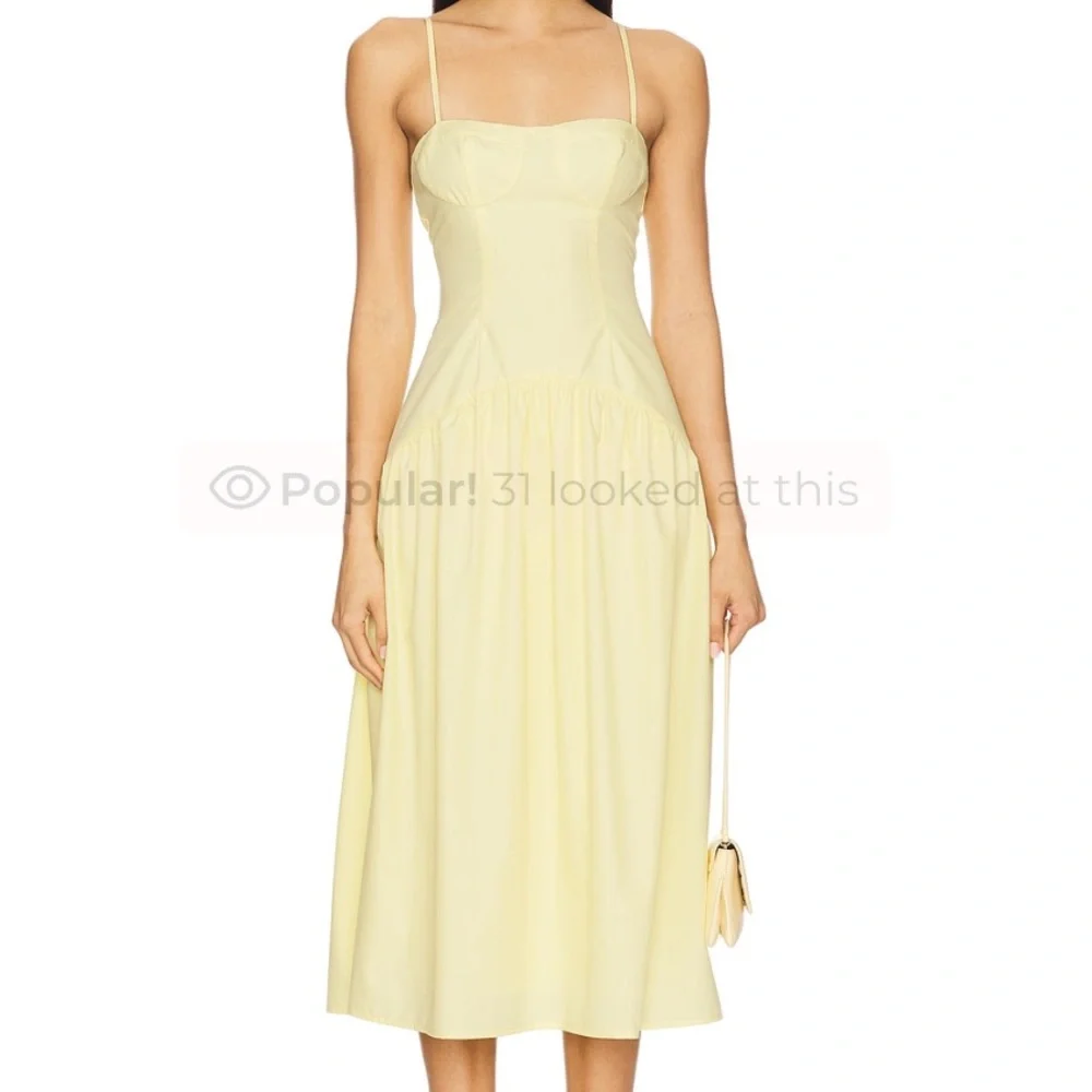 NWT MORE TO COME MARGAERY SLEEVELESS MIDI DRESS, SIZE XS, YELLOW - Picture 3 of 5